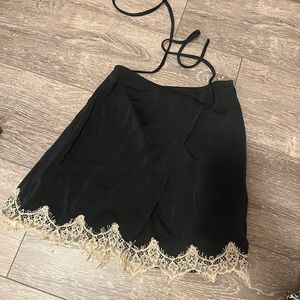 Black with lace trim urban outfitters wrap skirt